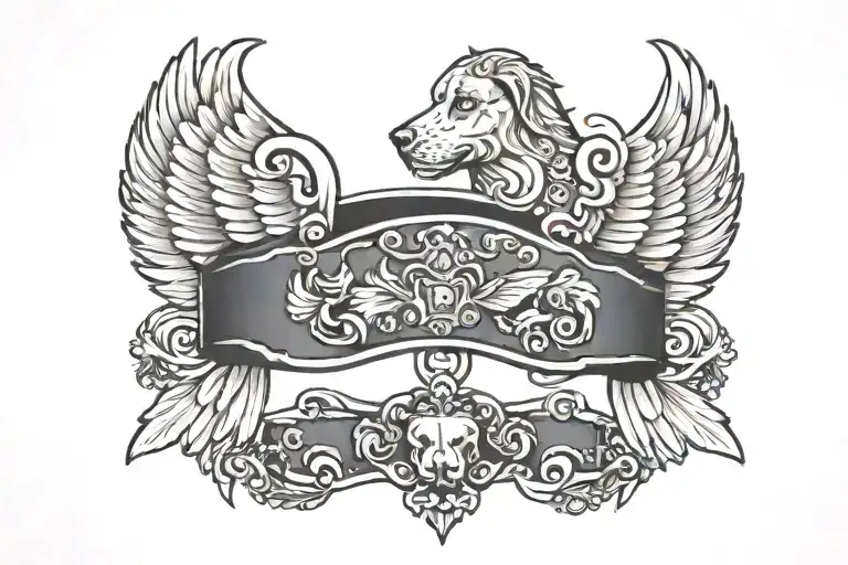dog collar with wings tattoo design idea