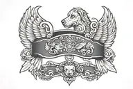 dog collar with wings tattoo design idea