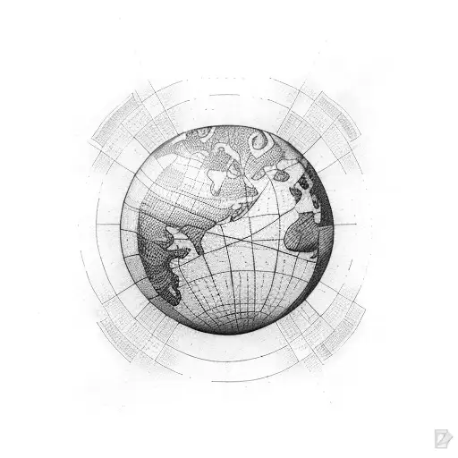globe with plane tattoo design idea