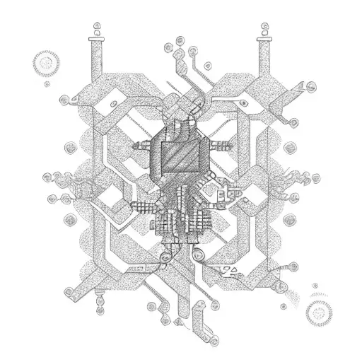A circuit board design with a serotonin molecule as the centerpiece tattoo design idea