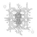 A circuit board design with a serotonin molecule as the centerpiece tattoo design idea