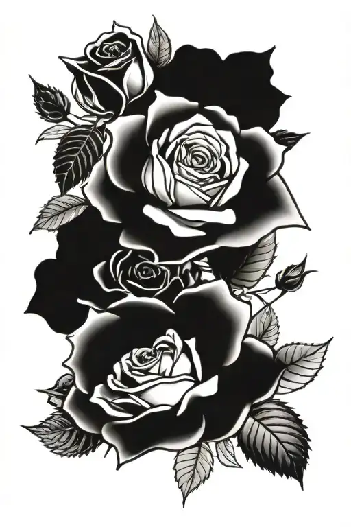 roses and concrete tattoo design idea