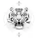 tiger looking at an abstract sun tattoo design idea