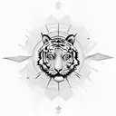 tiger looking at an abstract sun tattoo design idea