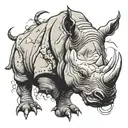 rhino mask fighting tattoo design idea