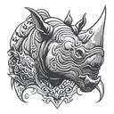 rhino mask fighting tattoo design idea