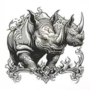 rhino mask fighting tattoo design idea
