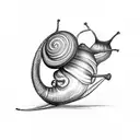 a snail eating an onion tattoo design idea