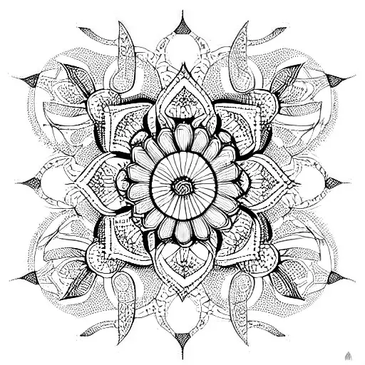 south Asian flowers repeat pattern tattoo design idea