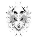 lady, face, ornamental filigree  tattoo design idea