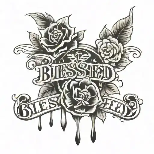 blessed written tattoo design idea