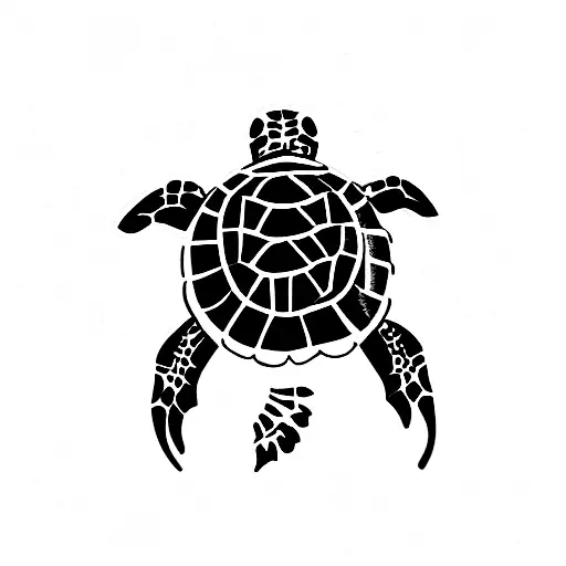 sea turtle with lines around tattoo design idea