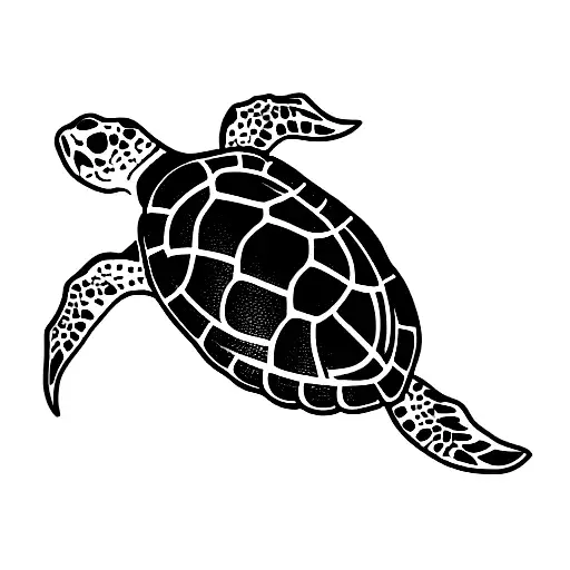 sea turtle with lines  tattoo design idea