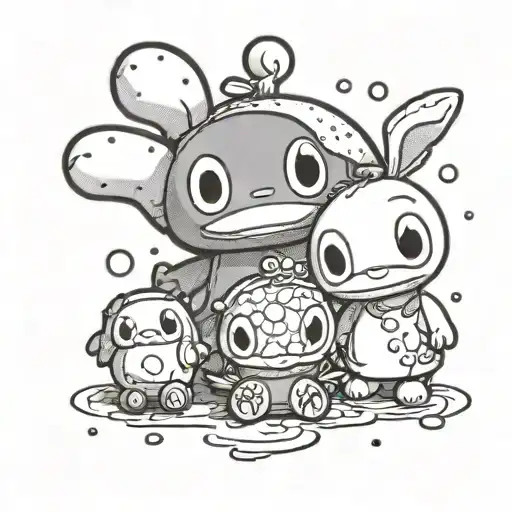 Keroppi and cinnamoroll Sanrio tattoo design idea