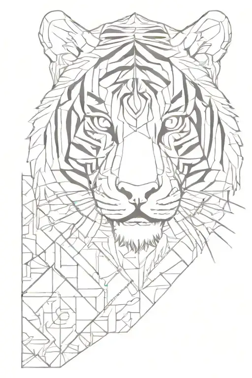 A geometric tiger design inspired by traditional Thai patterns tattoo design idea