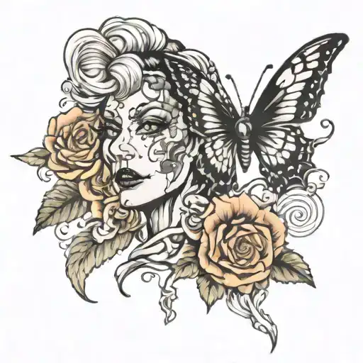 Memorial for Aunt who loves horror tattoo design idea