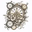  * Symbolism: The clock in the background represents the passage of time and the enduring nature of their relationship.  tattoo design idea