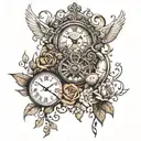  * Symbolism: The clock in the background represents the passage of time and the enduring nature of their relationship.  tattoo design idea