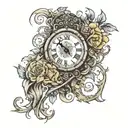  * Symbolism: The clock in the background represents the passage of time and the enduring nature of their relationship.  tattoo design idea