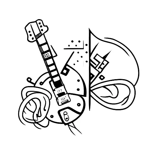 electric guitar with strikes tattoo design idea
