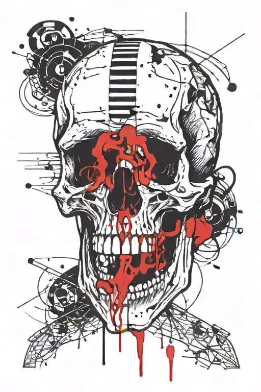 skull,  rock music, animation design tattoo design idea