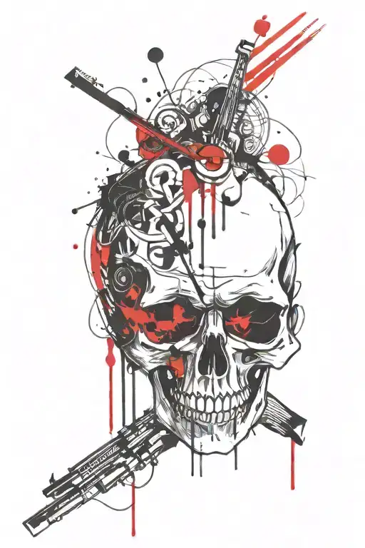 skull, music, animation design tattoo design idea