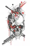 skull, music, animation design tattoo design idea