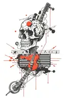 skull, music, animation design tattoo design idea