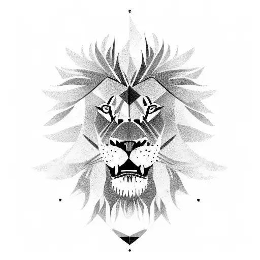 A powerful image of a lion roaring loudly with a serene mountain backdrop tattoo design idea