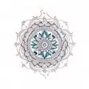 A beautiful mandala design incorporating symbols of peace and tranquility tattoo design idea