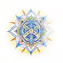 A beautiful mandala design incorporating symbols of peace and tranquility tattoo design idea