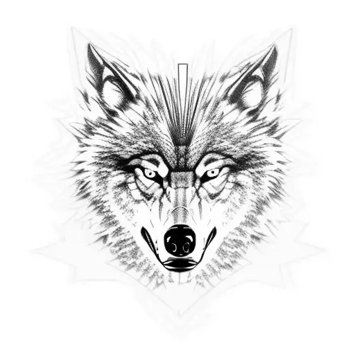 Bishop chess piece and menacing Wolf head both combined. Chess piece is important with artistic tribal mesh tattoo design idea