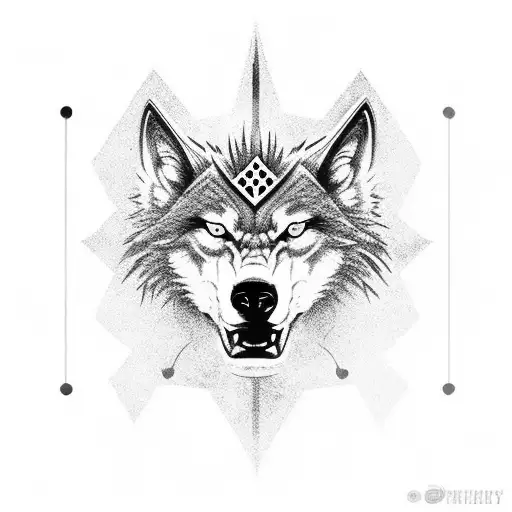 Bishop chess piece and menacing Wolf head both combined. Chess piece is important with artistic tribal mesh tattoo design idea