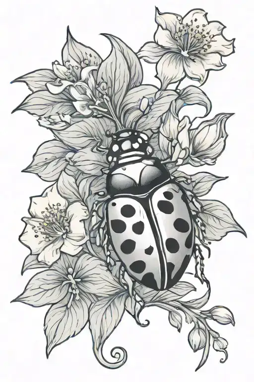 ladybug on a blue bell flowers tattoo design idea