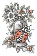 Ladybug on a bell flowers tattoo design idea