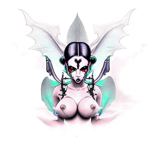 sexy succubus with gothic aesthetic tattoo design idea