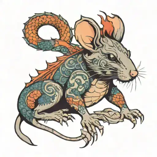 rat with dragon body made tattoo design idea