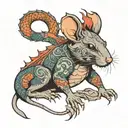 rat with dragon body made tattoo design idea