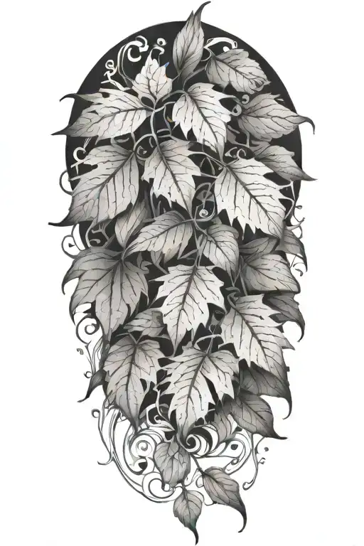 vinery leaves falling tattoo design idea