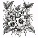 A tropical flower garden at sunset tattoo design idea