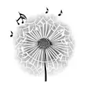 Dandelion with musical notes tattoo design idea