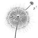 Dandelion with musical notes tattoo design idea