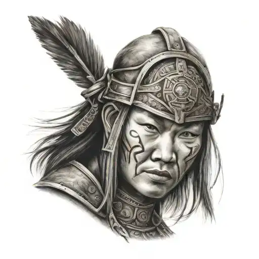 mongol female warrior tattoo design idea