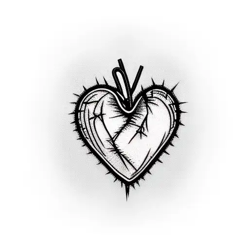 heart made out of barbed wire tattoo design idea
