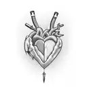a heart made out of a switchblade and barbee wire tattoo design idea