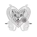 a heart made out of a switchblade and barbee wire tattoo design idea