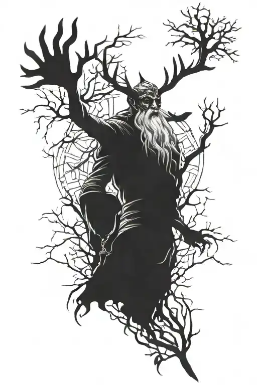 slavic mythology leshy witcher body tattoo design idea