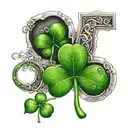 4 leaf clover with initials RR DR NR JR all in one  tattoo design idea