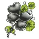 4 leaf clover with initials RR DR NR JR all in one  tattoo design idea
