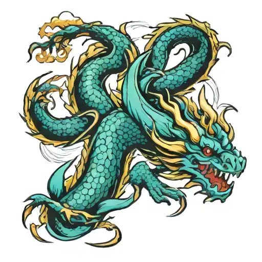 aquarius mountain dragon sign tattoo design idea